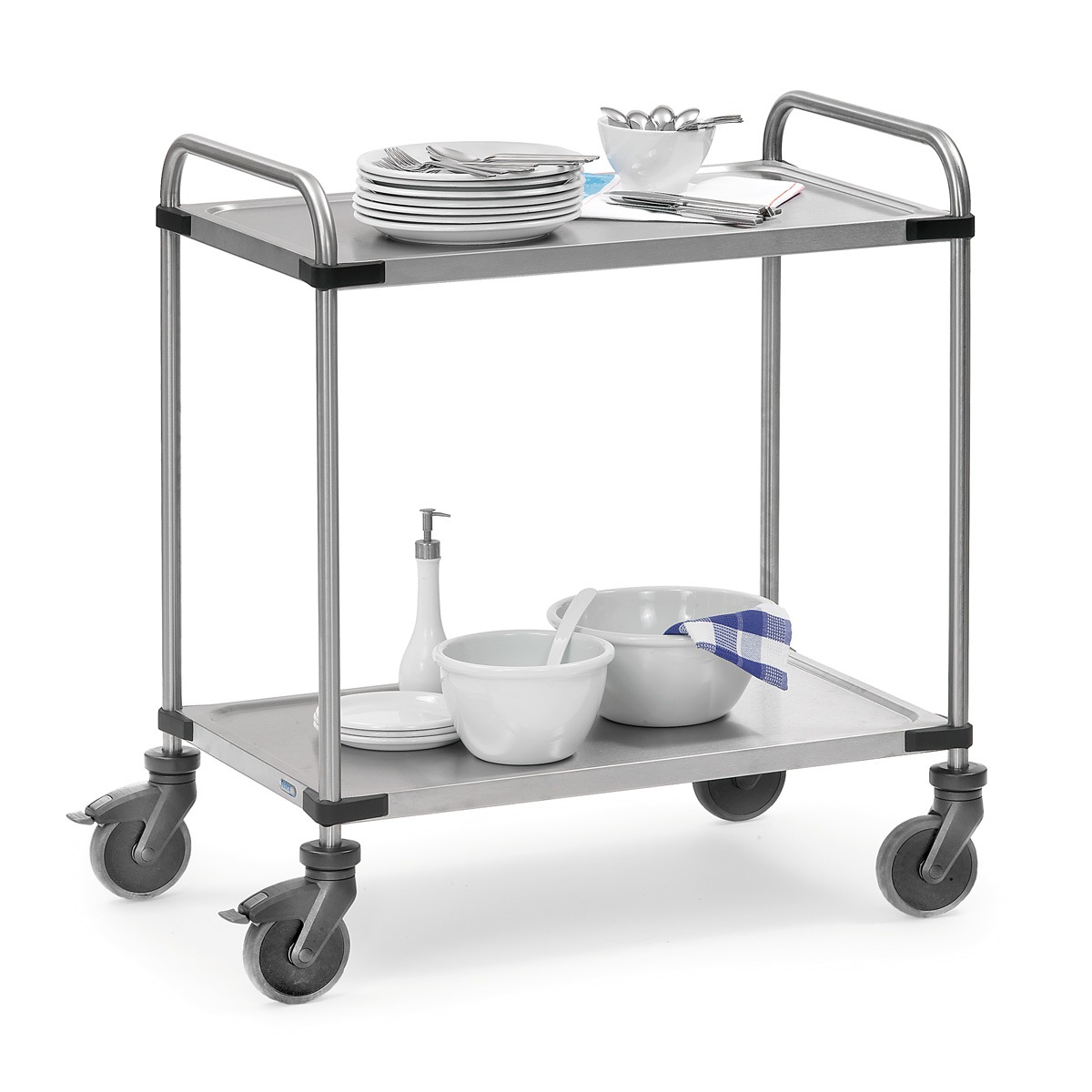 Fetra Edelstahlwagen mit Geschirr